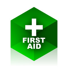 first aid cube icon, green modern design web element