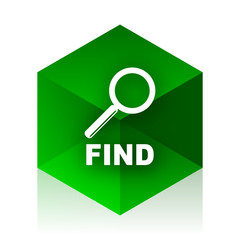 find cube icon, green modern design web element