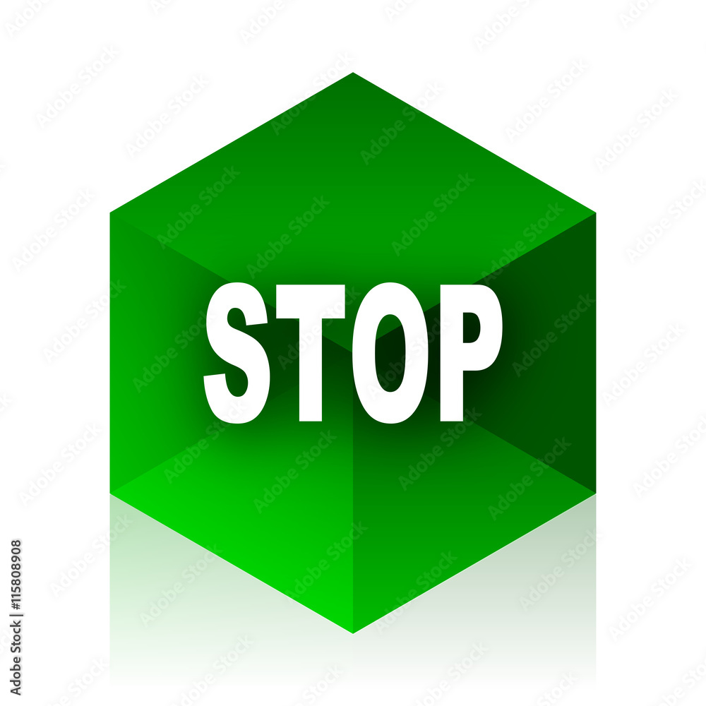 Poster stop cube icon, green modern design web element