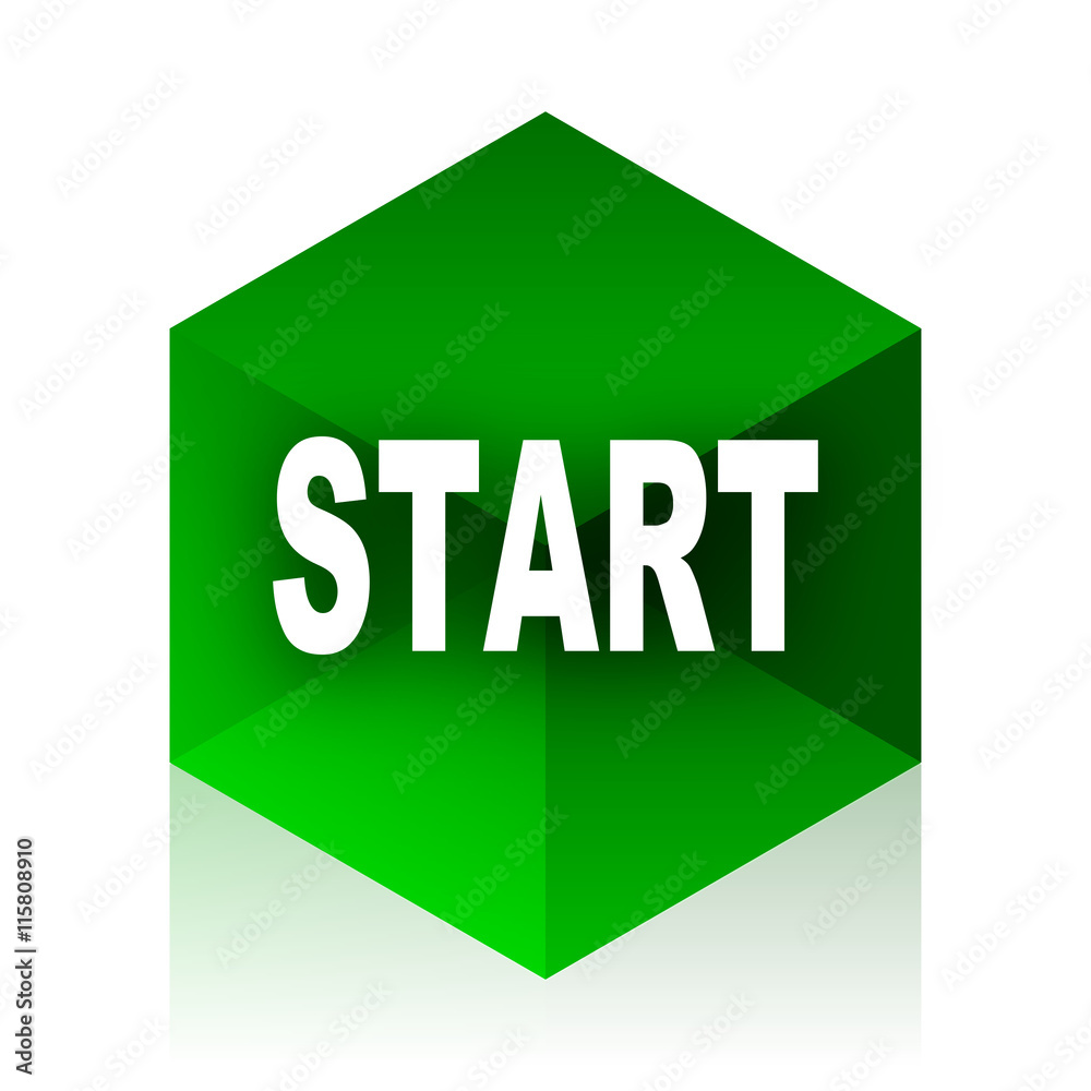 Poster start cube icon, green modern design web element
