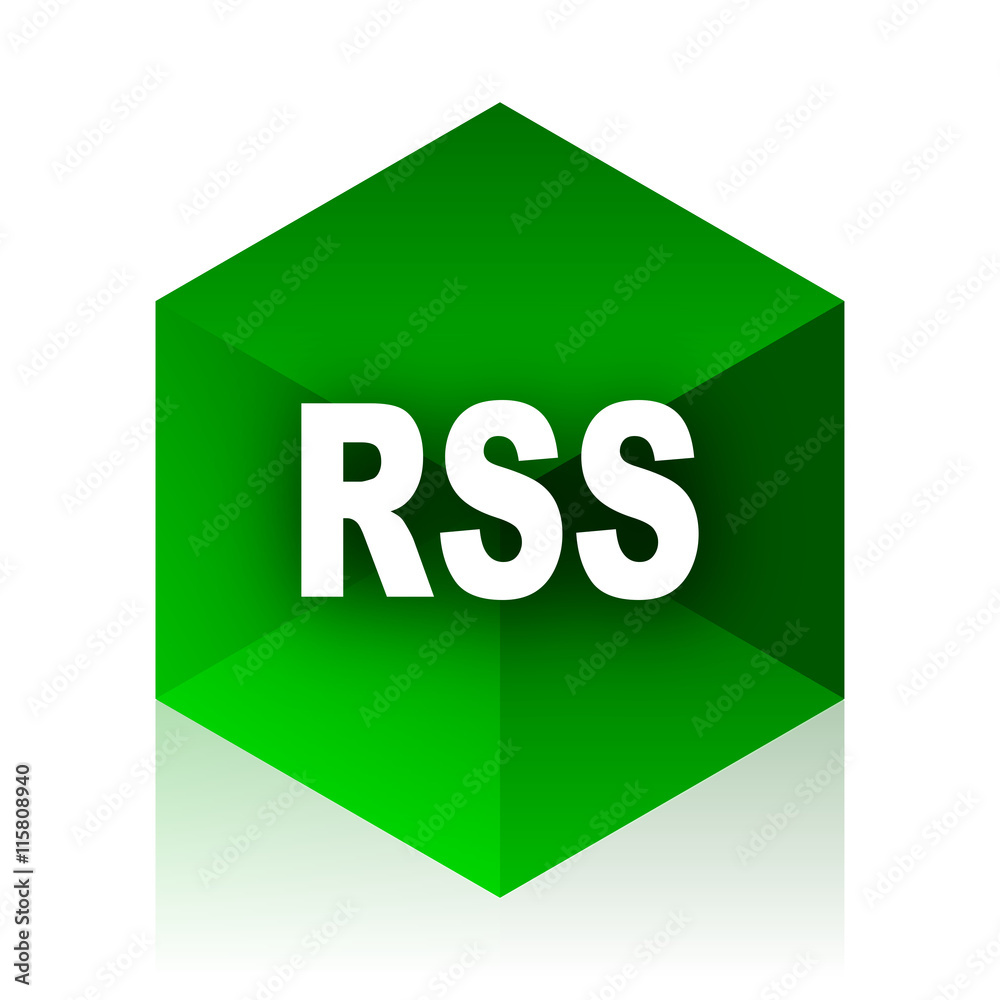 Poster rss cube icon, green modern design web element
