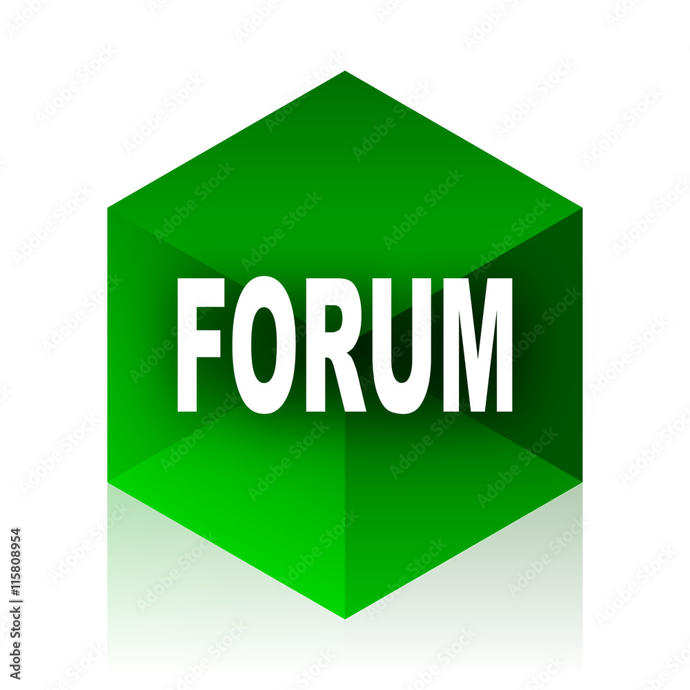 Poster forum cube icon, green modern design web element