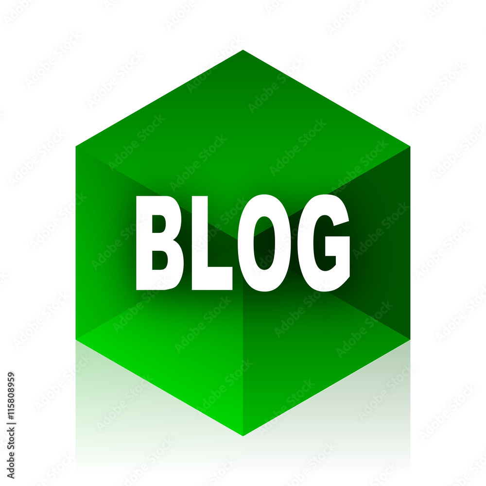 Poster blog cube icon, green modern design web element