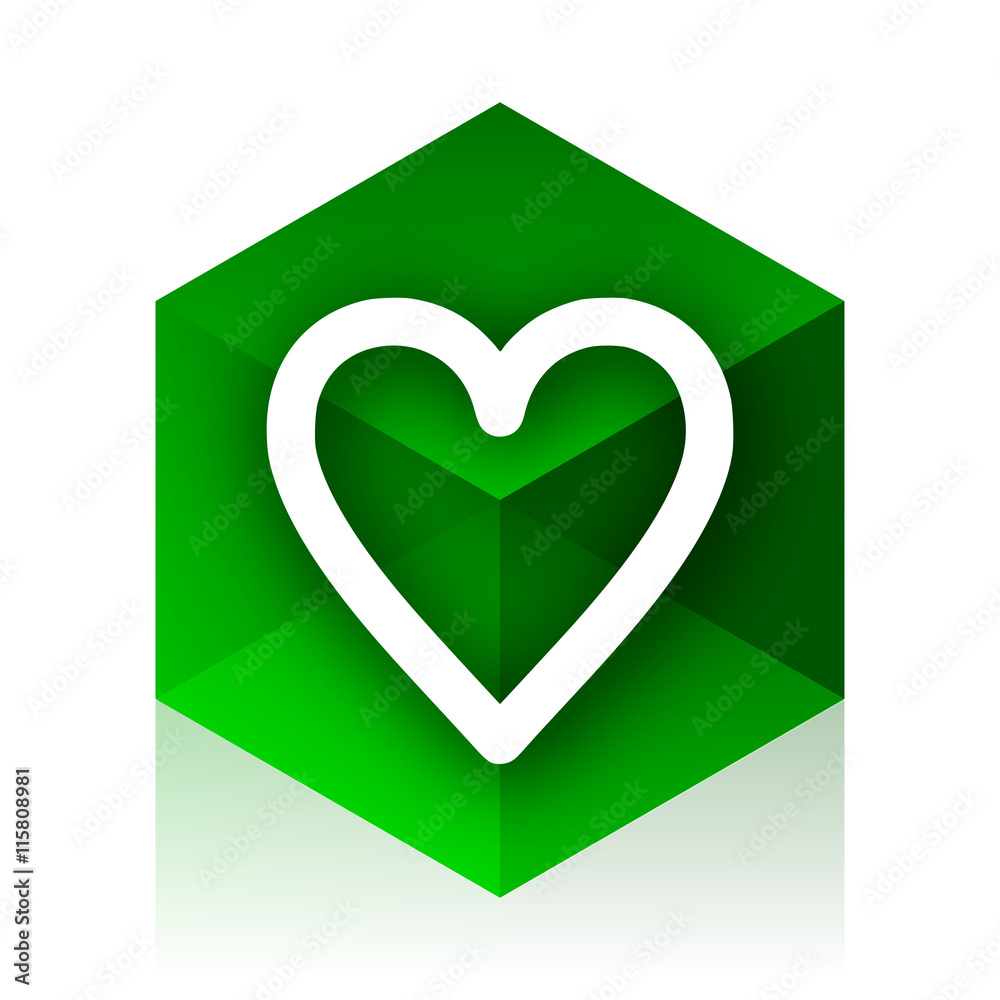 Aufkleber heart cube icon, green modern design web element