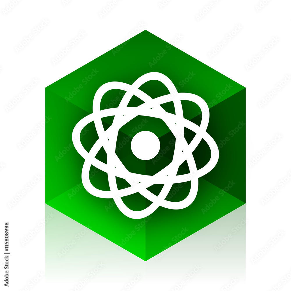 Poster atom cube icon, green modern design web element