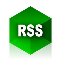 rss cube icon, green modern design web element