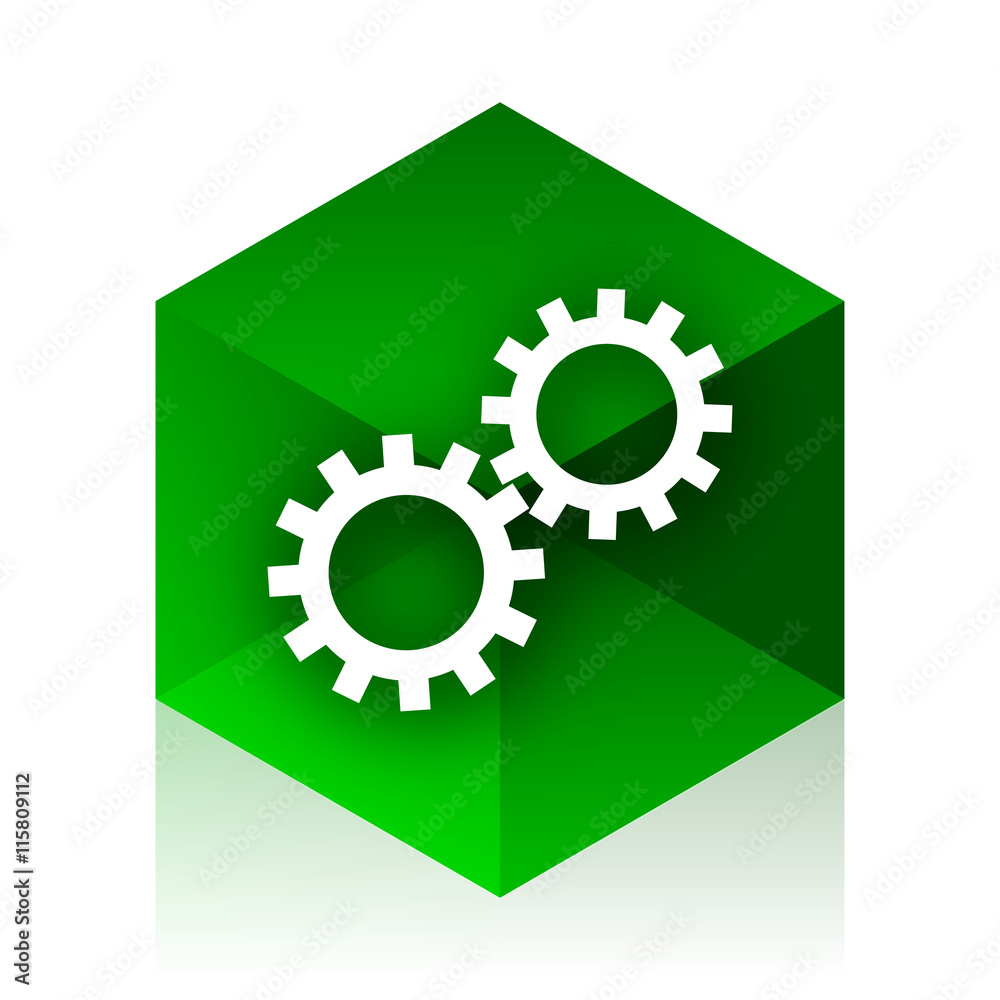 Poster gear cube icon, green modern design web element