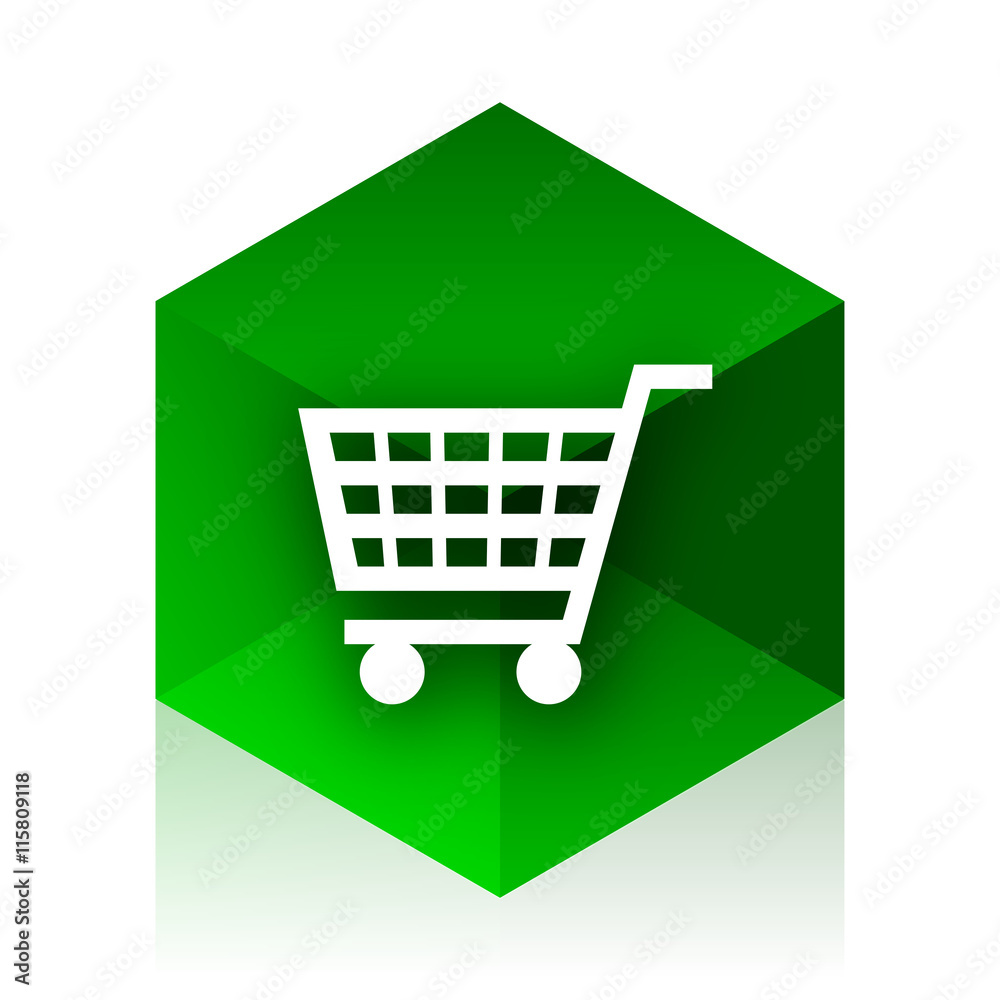 Aufkleber cart cube icon, green modern design web element