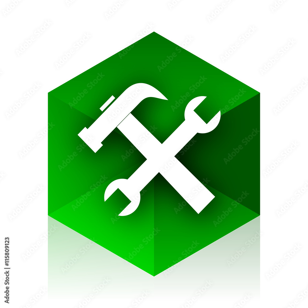 Aufkleber tool cube icon, green modern design web element