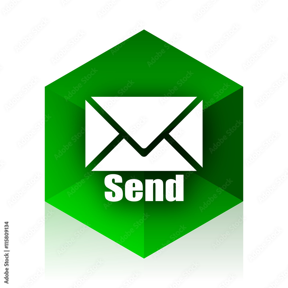 Poster send cube icon, green modern design web element