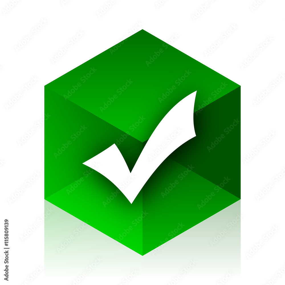 Poster accept cube icon, green modern design web element