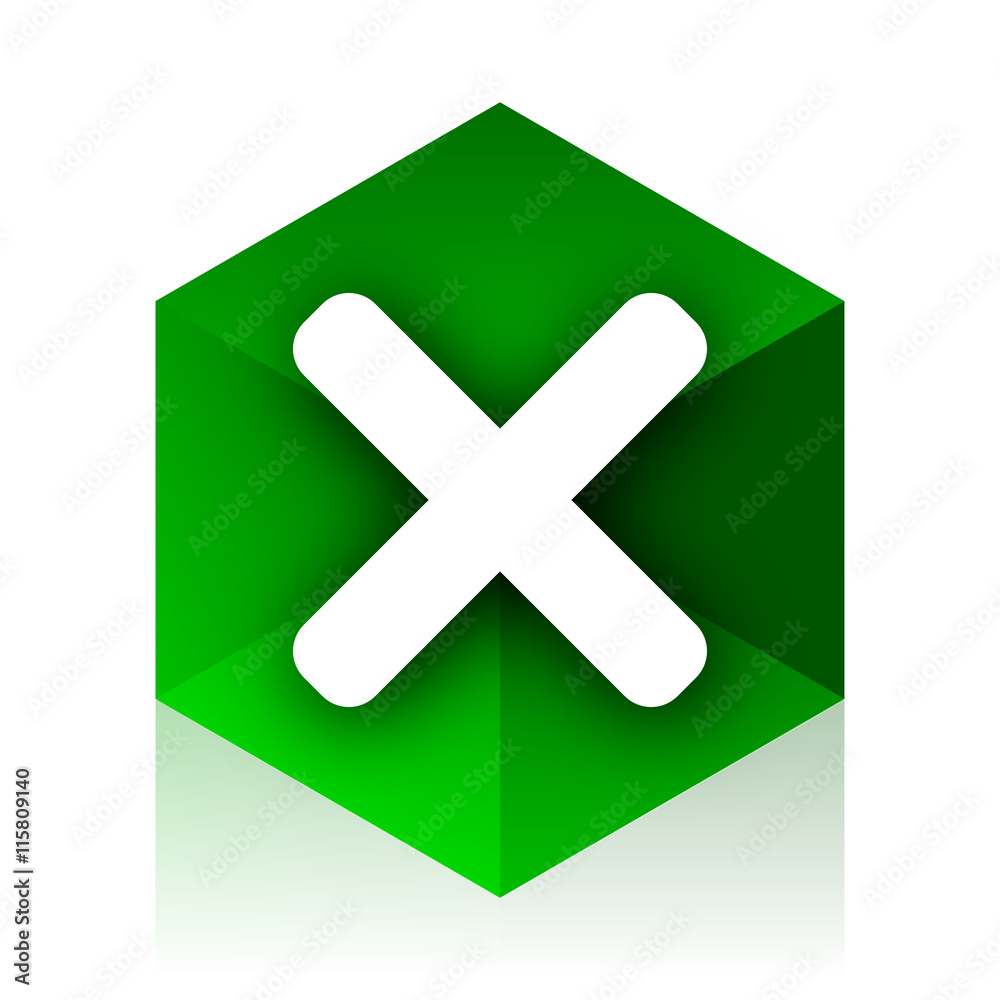 Poster cancel cube icon, green modern design web element