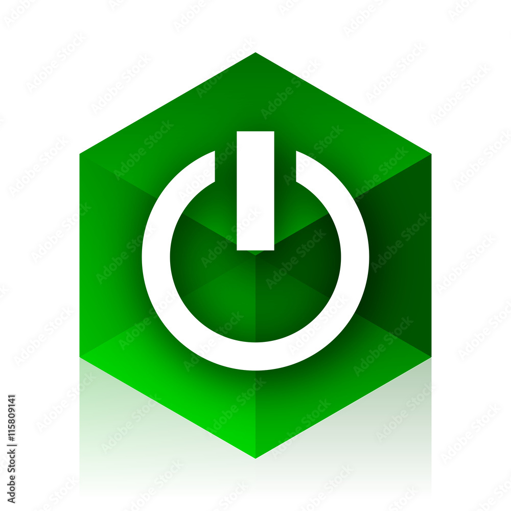Poster power cube icon, green modern design web element