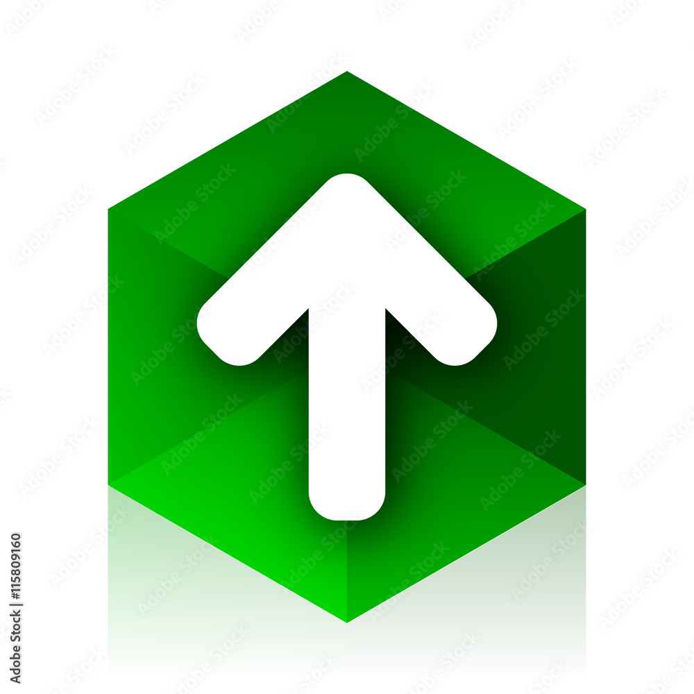 Aufkleber up arrow cube icon, green modern design web element