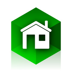house cube icon, green modern design web element