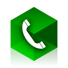 phone cube icon, green modern design web element