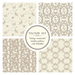 Vector set of vintage seamless ornamental patterns 