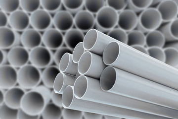 PVC pipes for drinking water. - obrazy, fototapety, plakaty