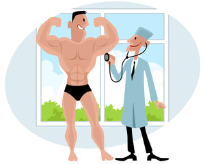 Doctor examines bodybuilder