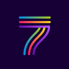 Number seven logo with neon lines.
