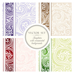 Vector set of  templates with ornamental backgrounds 