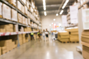 Warehouse inventory in defocus store blur background