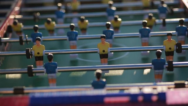 Playing table football outdoor