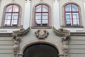 Old house facade in Budapest, Hungary.