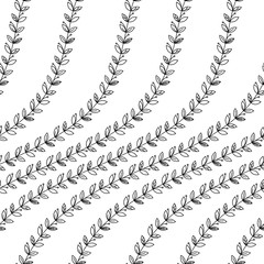Fototapeta premium Natural motifs. Seamless black and white pattern from branches and leaves.