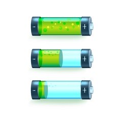 set of green battery level indicators. Vector illustration
