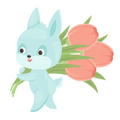 Bunny with tulips