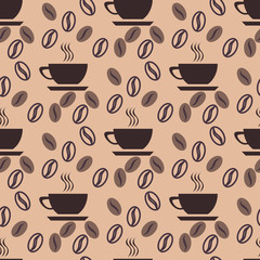 Good coffe pattern, Seamless pattern with cups and coffee beans