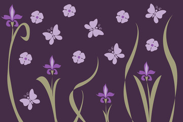 Art Nouveau inspired, Floral background inspired by the retro shapes