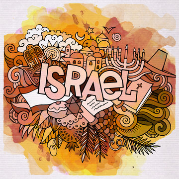 Cartoon vector hand drawn doodle Israel illustration