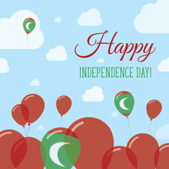 Maldives Independence Day Flat Patriotic Design. Maldivan Flag Balloons. Happy National Day Vector Card.