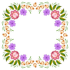 Naklejka premium Russian Gorodets ornament