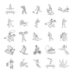 Sports II outlines vector icons