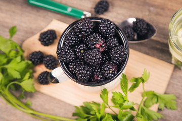 blackberry in old cup