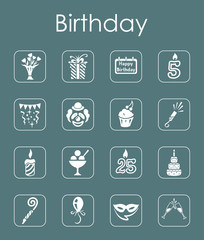 Set of birthday simple icons