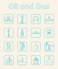 Set of oil and gas simple icons