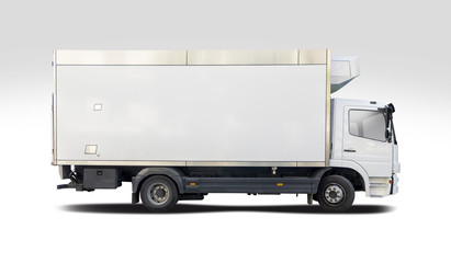 White truck isolated on white ready for branding