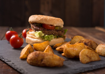 hamburger and potato