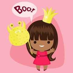 Little princess with monster mask