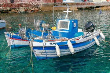 The old fishing harbor in the village Oia.