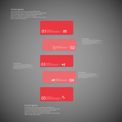 Bar illustration template consists of five red parts on dark background