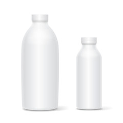 Vector Set of blank white bottles for milk or yogurt