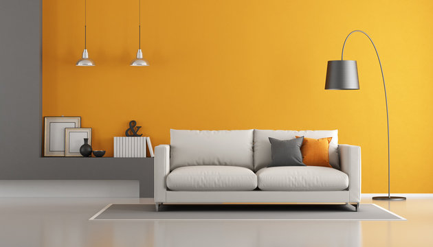 Gray and orange modern lounge