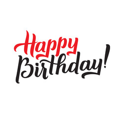 Happy Birthday Red and Black Calligraphy Greeting Card. Hand Lettering - handmade calligraphy, vector design