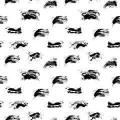 Black and white sketch seamless pattern. Monochrome dry brush ink texture. Wallpaper for invitations, greeting card and websites background.