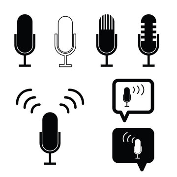 microphone set ancient icon in black illustration